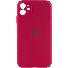 Чехол Silicone Case Full Camera Protective (AA) для Apple iPhone 12 (6.1) - Красный / Rose Red