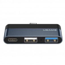 Перехідник HUB Usams US-SJ490 Type-C Mini Hub (2USB port + Type-C) - Темно-сірий