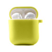 Силиконовый футляр с микрофиброй для наушников Airpods 1/2 - Желтый / Bright Yellow