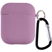 Силиконовый футляр с микрофиброй для наушников Airpods 1/2 - Лиловый / Lilac Pride