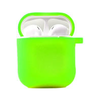 Силіконовий футляр з мікрофіброю для навушників Airpods 1/2 - Салатовий / Neon green