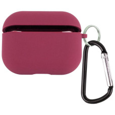 Силиконовый футляр с микрофиброй для наушников Airpods Pro 3 - Бордовый / Plum