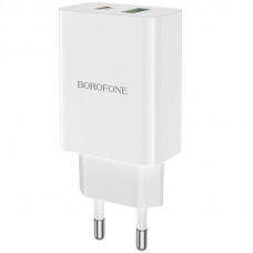 Мережевий зарядний пристрій Borofone BA56A Lavida PD20W/QC3.0 USB+Type-C - Білий