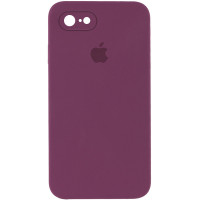 Чохол Silicone Case Square Full Camera Protective (AA) для Apple iPhone 7 / 8 / SE (2020) (4.7) - Бордовий / Maroon