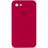 Чехол Silicone Case Square Full Camera Protective (AA) для Apple iPhone 7 / 8 / SE (2020) (4.7) - Красный / Rose Red