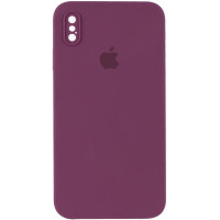 Custodia Silicone Case Square Full Camera Protective (AA) per Apple iPhone X / XS (5.8) - Bordeaux / Maroon