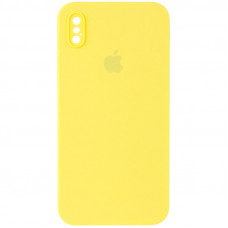 Чохол Silicone Case Square Full Camera Protective (AA) для Apple iPhone XS / X (5.8) - Жовтий / Yellow