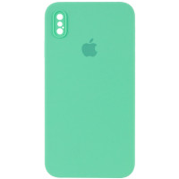 Чехол Silicone Case Square Full Camera Protective (AA) для Apple iPhone XS / X (5.8) - Зеленый / Spearmint