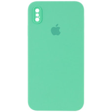 Чехол Silicone Case Square Full Camera Protective (AA) для Apple iPhone XS / X (5.8) - Зеленый / Spearmint