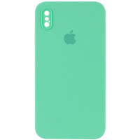 Чохол Silicone Case Square Full Camera Protective (AA) для Apple iPhone X / XS (5.8) - Зелений / Spearmint