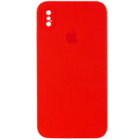 Чохол Silicone Case Square Full Camera Protective (AA) для Apple iPhone X / XS (5.8) - Червоний / Red