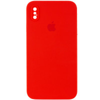 Чехол Silicone Case Square Full Camera Protective (AA) для Apple iPhone XS / X (5.8) - Красный / Red