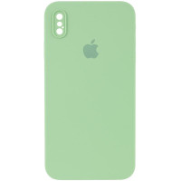 Чохол Silicone Case Square Full Camera Protective (AA) для Apple iPhone X / XS (5.8) - М'ятний / Mint