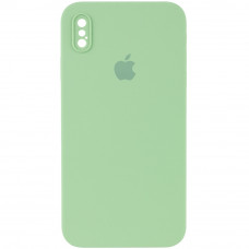 Чохол Silicone Case Square Full Camera Protective (AA) для Apple iPhone XS / X (5.8) - М'ятний / Mint