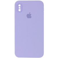 Чехол Silicone Case Square Full Camera Protective (AA) для Apple iPhone XS / X (5.8) - Сиреневый / Dasheen