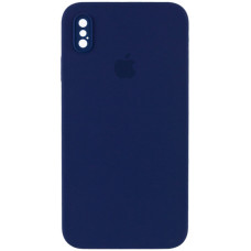 Чохол Silicone Case Square Full Camera Protective (AA) для Apple iPhone X / XS (5.8) - Темно-синій / Midnight blue