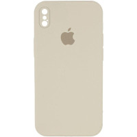 Чохол Silicone Case Square Full Camera Protective (AA) для Apple iPhone X / XS (5.8) - Бежевий / Antique White
