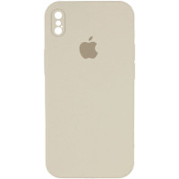 Чехол Silicone Case Square Full Camera Protective (AA) для Apple iPhone XS / X (5.8) - Бежевый / Antigue White