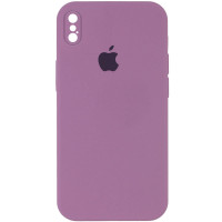 Чехол Silicone Case Square Full Camera Protective (AA) для Apple iPhone XS / X (5.8) - Лиловый / Lilac Pride