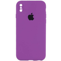 Чехол Silicone Case Square Full Camera Protective (AA) для Apple iPhone XS / X (5.8) - Фиолетовый / Grape