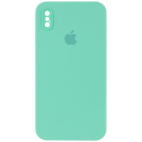 Чехол Silicone Case Square Full Camera Protective (AA) для Apple iPhone XS / X (5.8) - Бирюзовый / Turquoise