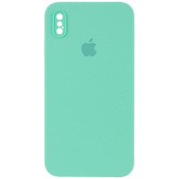 Чохол Silicone Case Square Full Camera Protective (AA) для Apple iPhone X / XS (5.8) - Бірюзовий / Turquoise