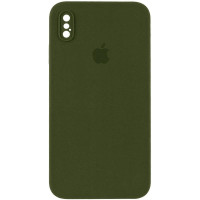 Чохол Silicone Case Square Full Camera Protective (AA) для Apple iPhone X / XS (5.8) - Зелений / Dark Olive