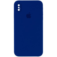 Custodia Silicone Case Square Full Camera Protective (AA) per Apple iPhone X / XS (5.8) - Blu / Deep navy