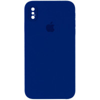 Чехол Silicone Case Square Full Camera Protective (AA) для Apple iPhone XS / X (5.8) - Синий / Deep navy