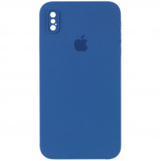 Чехол Silicone Case Square Full Camera Protective (AA) для Apple iPhone XS Max (6.5) - Синий / Navy blue