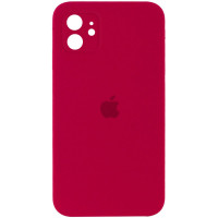 Чехол Silicone Case Square Full Camera Protective (AA) для Apple iPhone 11 (6.1) - Красный / Rose Red