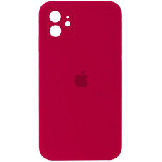 Чехол Silicone Case Square Full Camera Protective (AA) для Apple iPhone 11 (6.1) - Красный / Rose Red