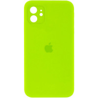 Чехол Silicone Case Square Full Camera Protective (AA) для Apple iPhone 11 (6.1) - Салатовый / Neon green