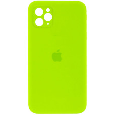 Чехол Silicone Case Square Full Camera Protective (AA) для Apple iPhone 11 Pro Max (6.5) - Салатовый / Neon green