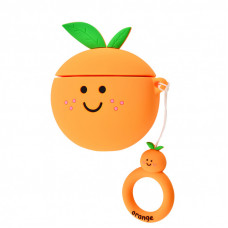 Силіконовий футляр Smile Fruits series для навушників AirPods 1/2 + кільце - orange