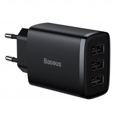 Мережевий зарядний пристрій Baseus Compact 17W (3USB) (CCXJ02) - Чорний