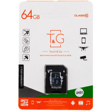 Карта пам'яті T&G (UHS-1) microSDXC Class 10 - 64GB (з адаптером) Чорний