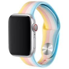 Силиконовый ремешок Rainbow для Apple Watch 38/40/41/42mm(ser.10) - Желтый / Голубой