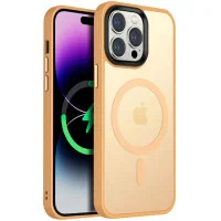 TPU+PC чехол Metal Buttons with MagSafe Colorful для Apple iPhone 13 Pro Max (6.7) - Персиковый / Orange
