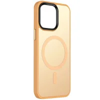 TPU+PC чохол Metal Buttons with MagSafe Colorful для Apple iPhone 13 (6.1) - Персиковий / Orange