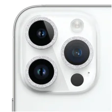 Захисне скло Metal Sparkles на камеру (у упак.) для Apple iPhone 15 Pro (6.1) /15 Pro Max (6.7) - Срібний / Silver