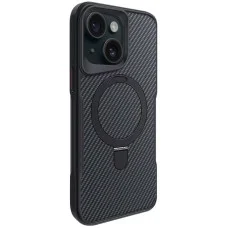 TPU+PC чохол Metal Buttons with MagSafe Carbon Ring для Apple iPhone 14 / 13 (6.1) - Чорний