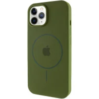 Чохол Silicone Case Full Protective (AA) with MagSafe для Apple iPhone 12 Pro / 12 (6.1) - Зелений / Dark Olive