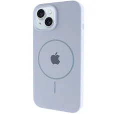 Чехол Silicone Case Full Protective (AA) with MagSafe для Apple iPhone 15 Plus (6.7) - Голубой / Lilac Blue