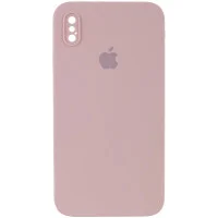 Чохол Silicone Case Square Full Camera Protective (AA) для Apple iPhone X / XS (5.8) - Рожевий / Pink Sand