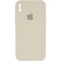 Чохол Silicone Case Square Full Camera Protective (AA) для Apple iPhone X / XS (5.8) - Бежевий / Antique White