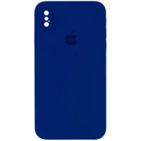 Чохол Silicone Case Square Full Camera Protective (AA) для Apple iPhone X / XS (5.8) - Синій / Deep navy